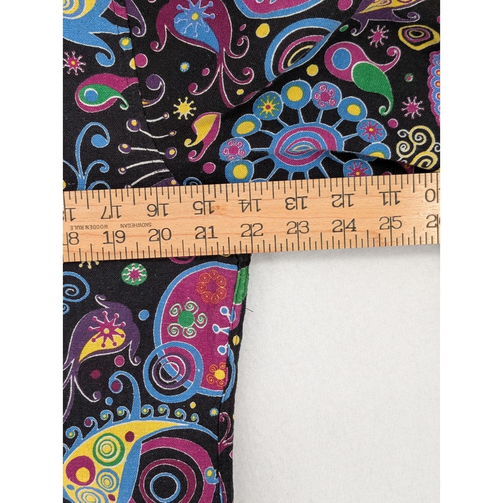 Vintage Psychedelic Paisley Button Down Shirt Mens L Black Mod Art Festival - Picture 6 of 10